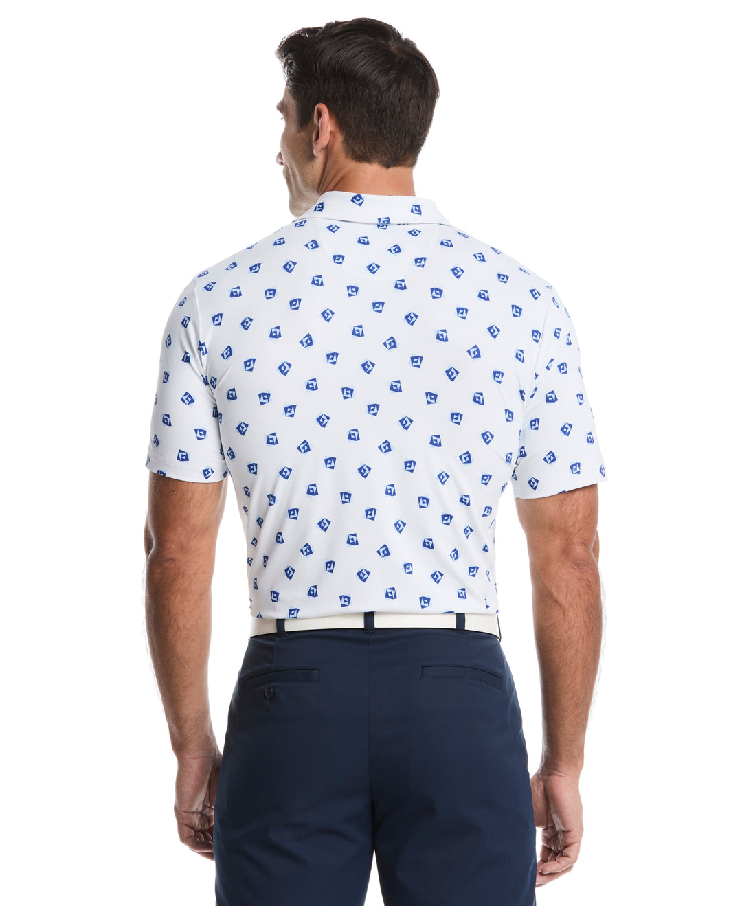 Geometric Print Golf Polo (Bright White) 