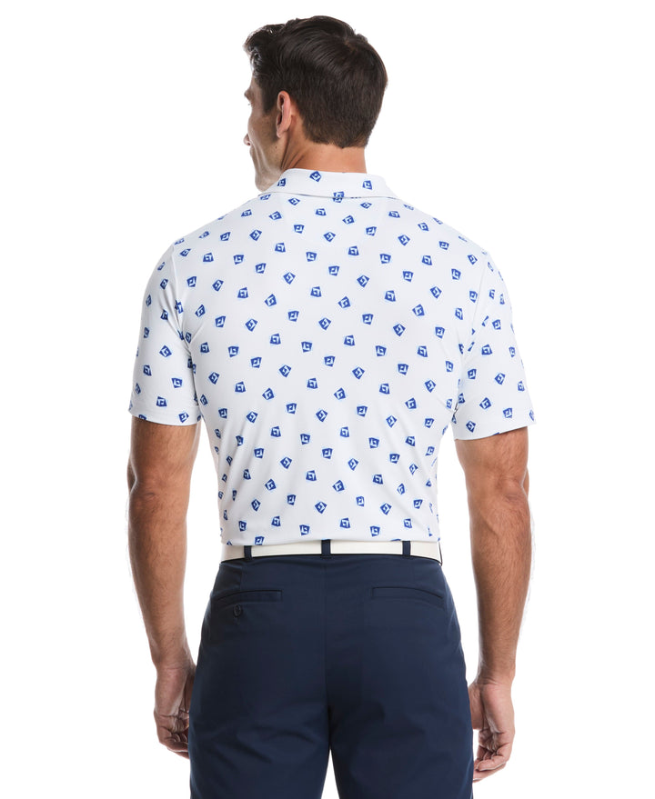 Geometric Print Golf Polo (Bright White) 