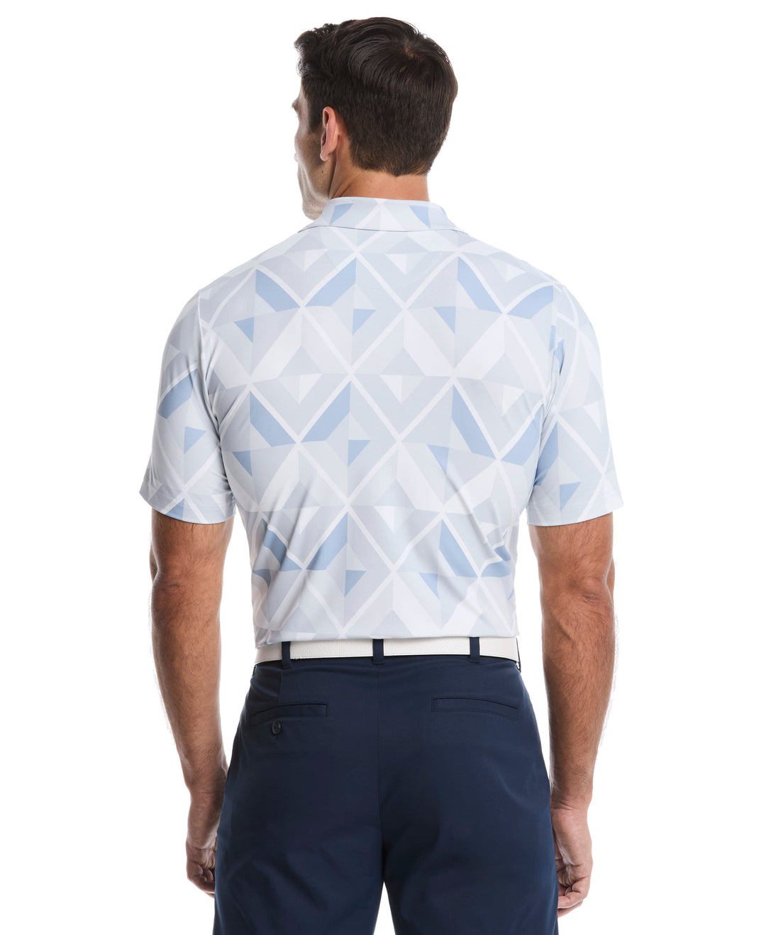 Geometric Print Golf Polo (Bright White) 