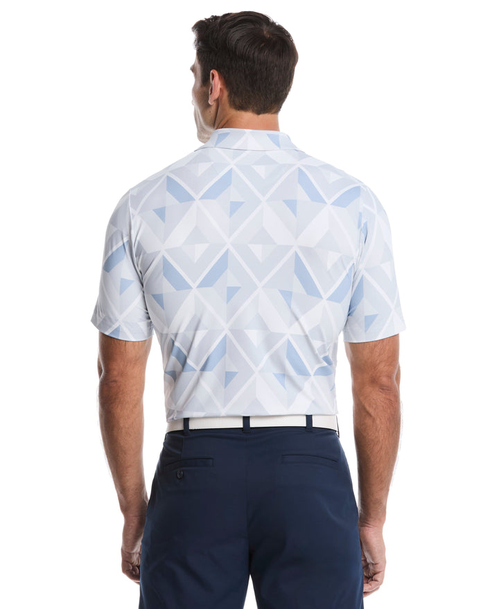 Geometric Print Golf Polo (Bright White) 