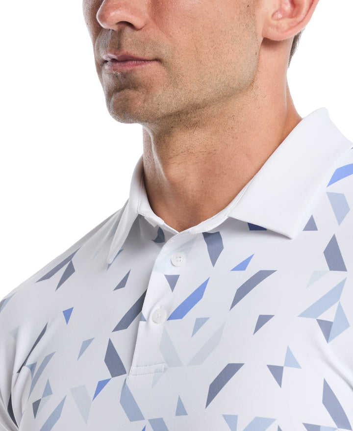Geometric Print Golf Polo (Bright White) 