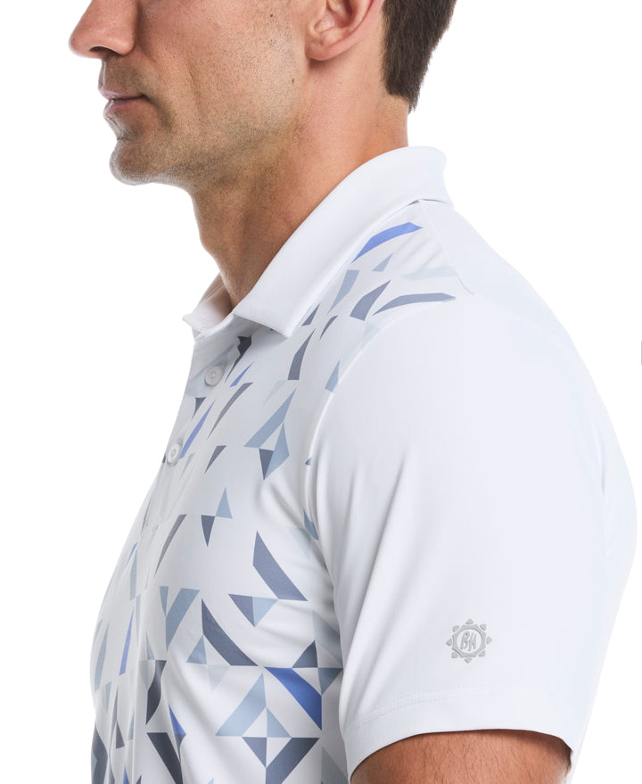 Geometric Print Golf Polo (Bright White) 