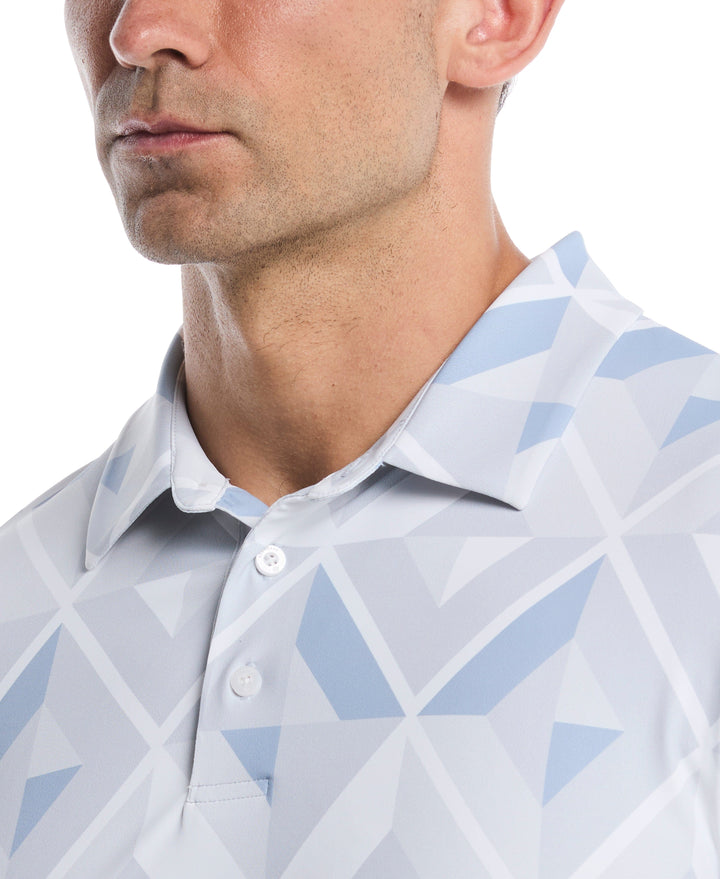 Geometric Print Golf Polo (Bright White) 