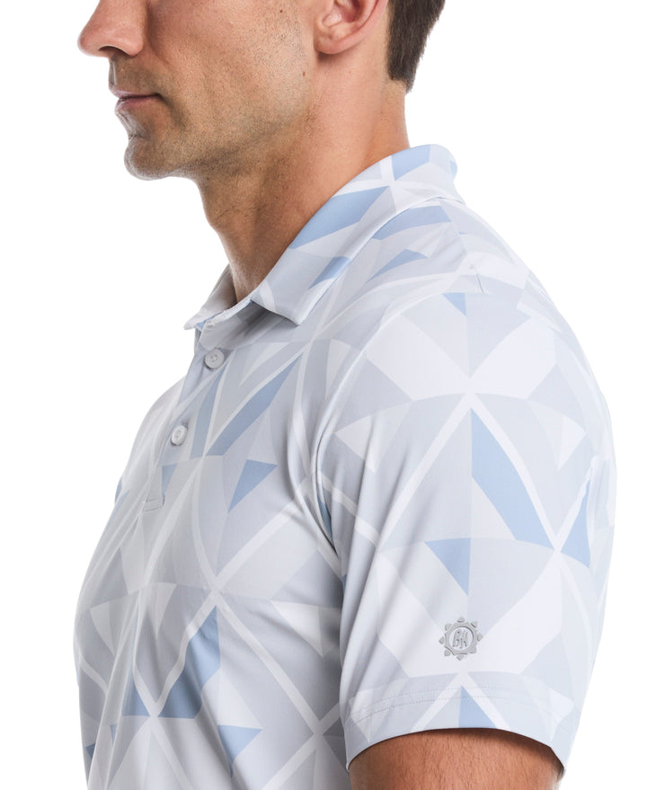 Geometric Print Golf Polo (Bright White) 