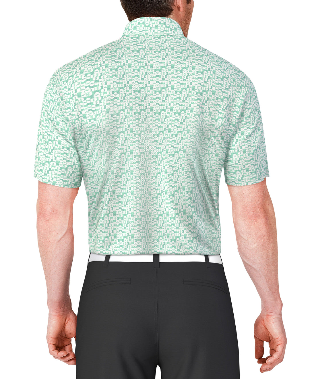 Golf Ball Geo Print Golf Polo (Limpet Shell) 