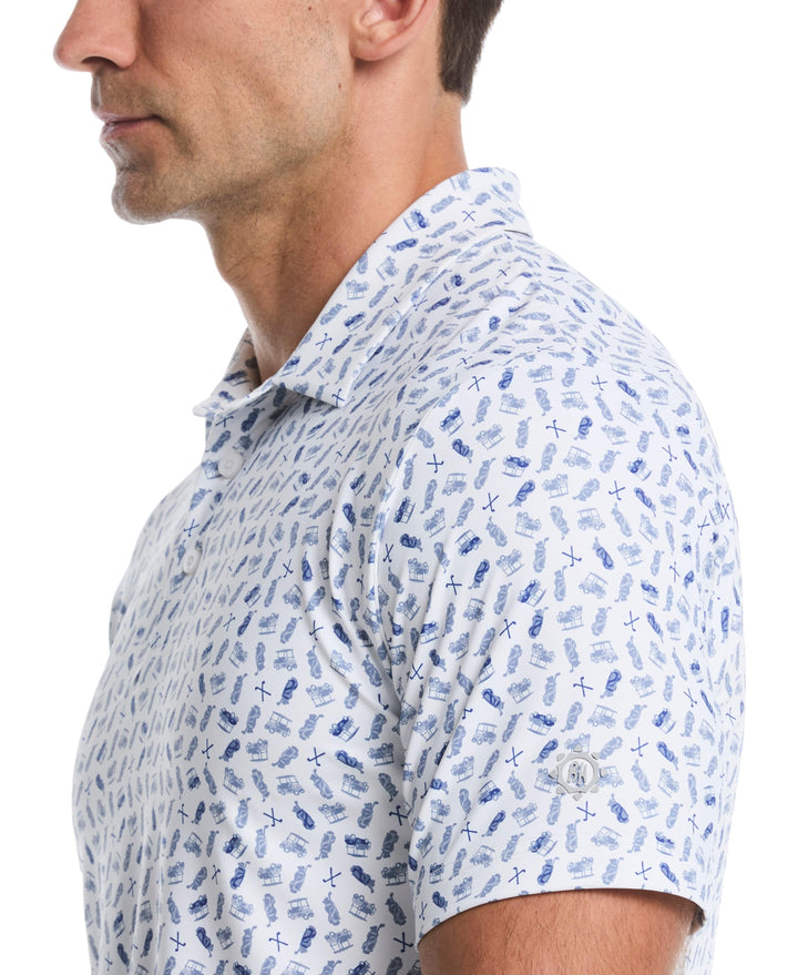 Golf Print Golf Polo (Brt Wh/Surf The Web) 