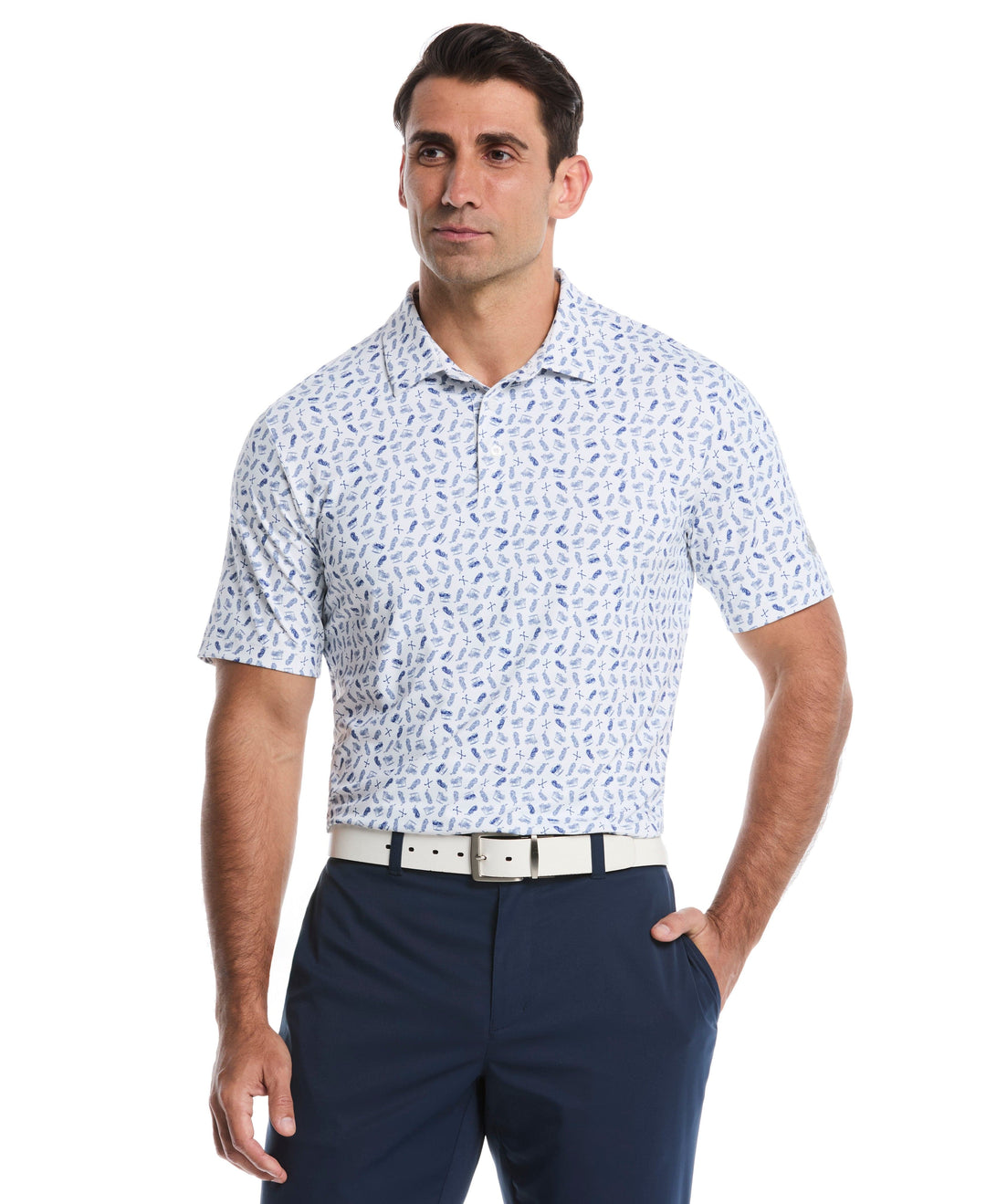 Golf Print Golf Polo (Brt Wh/Surf The Web) 