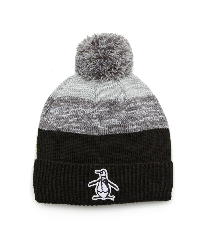 Rib Cuff Pom Golf Beanie (Caviar) 