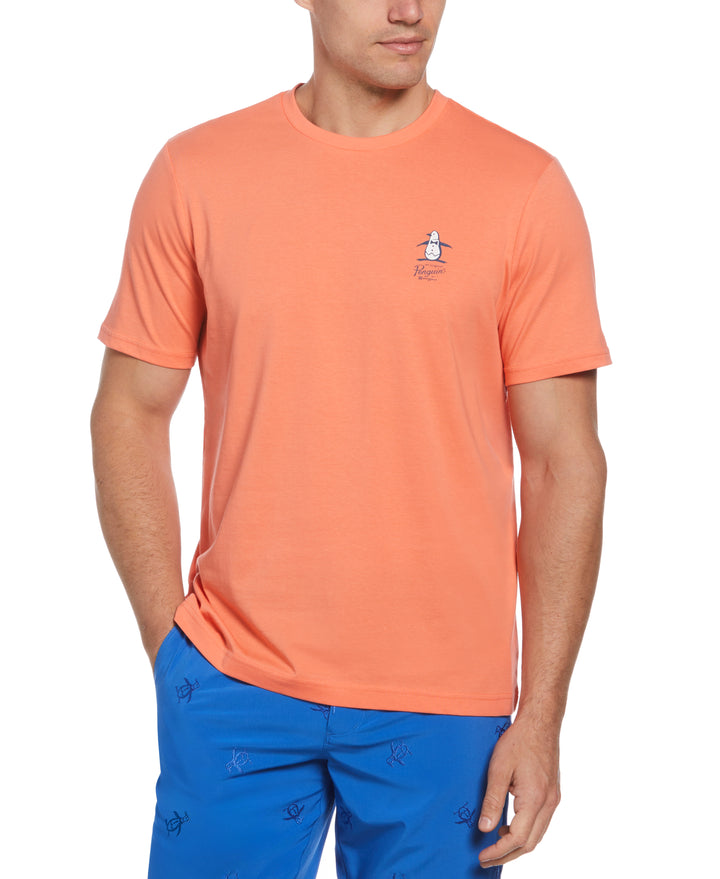 Golfing Pete Graphic Print Crew Neck Golf Tee (Coral Chic) 