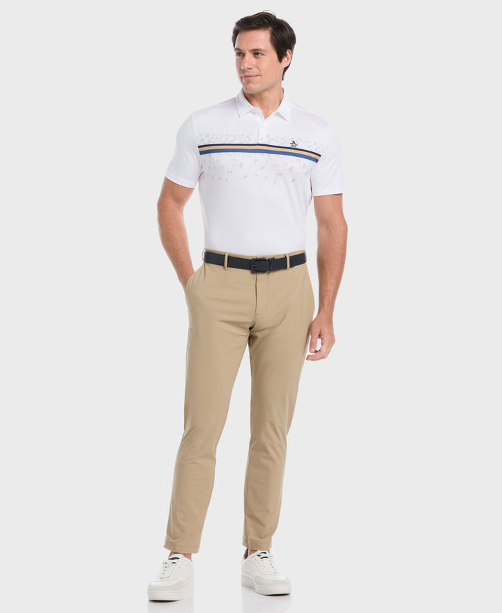"Got Game" Stripe Novelty Golf Polo (Bright White) 