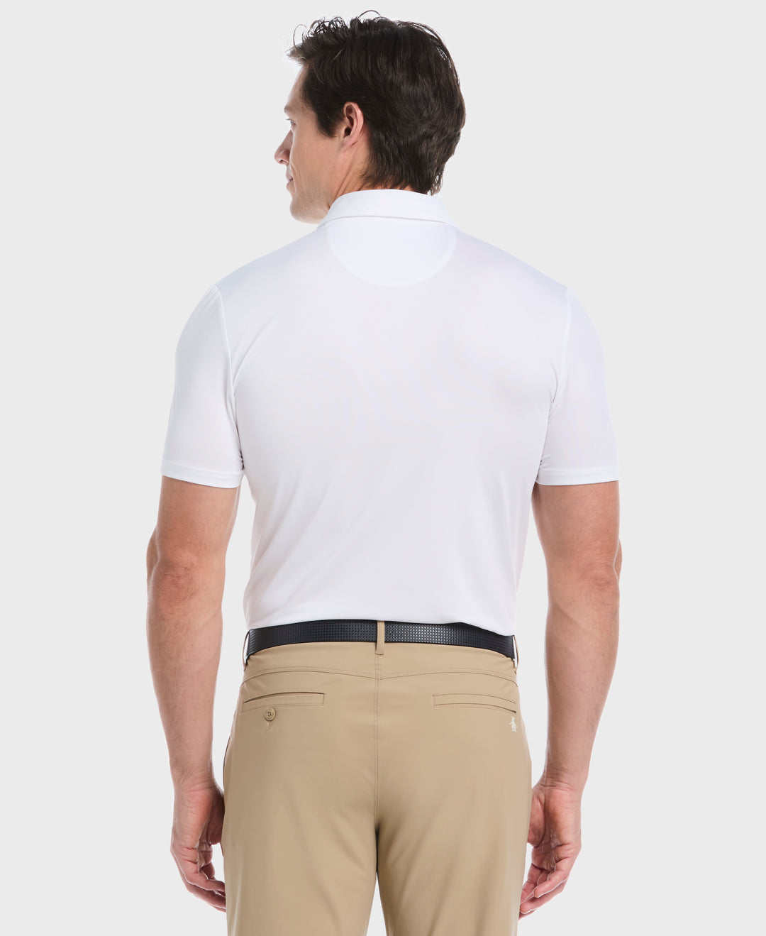 "Got Game" Stripe Novelty Golf Polo (Bright White) 