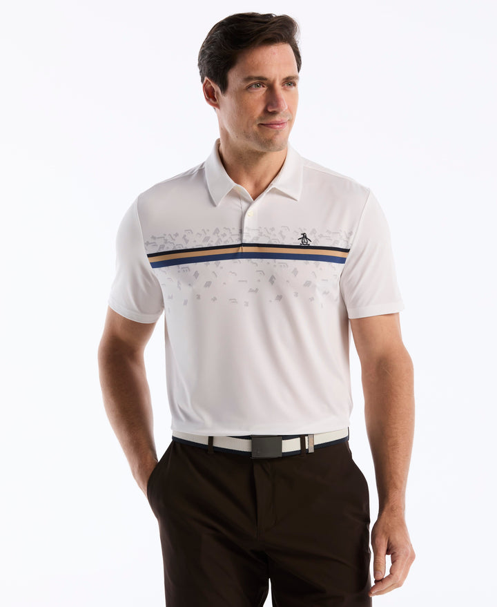 "Got Game" Engineered Stripe Polo (Bright White) 