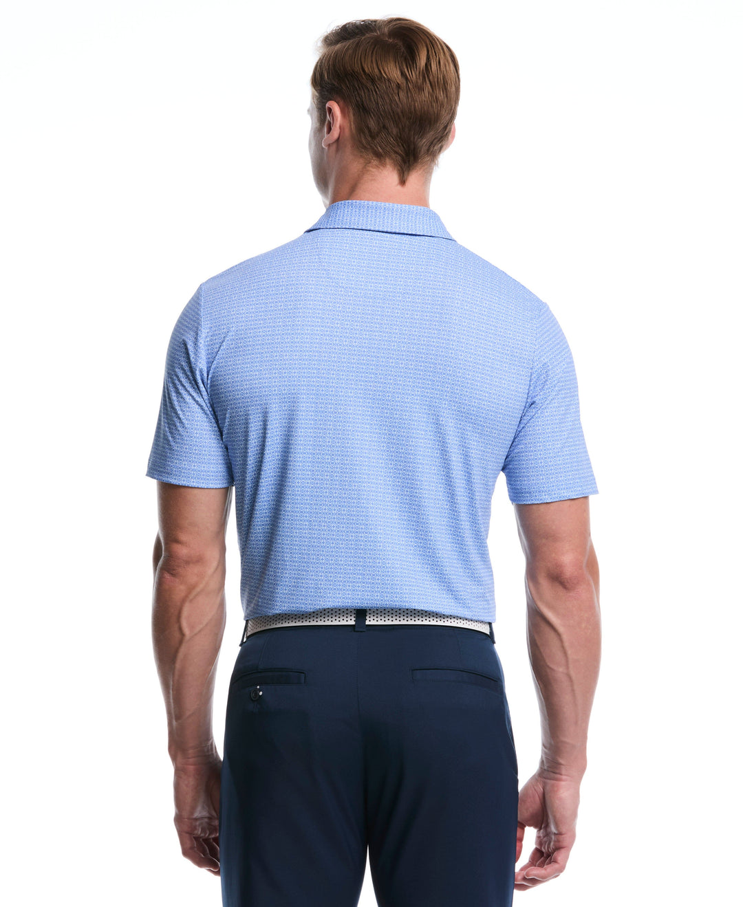 Gradient Geometric Print Golf Polo (Cornflower Blue) 