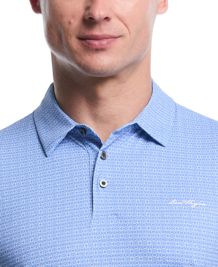 Gradient Geometric Print Golf Polo (Cornflower Blue) 
