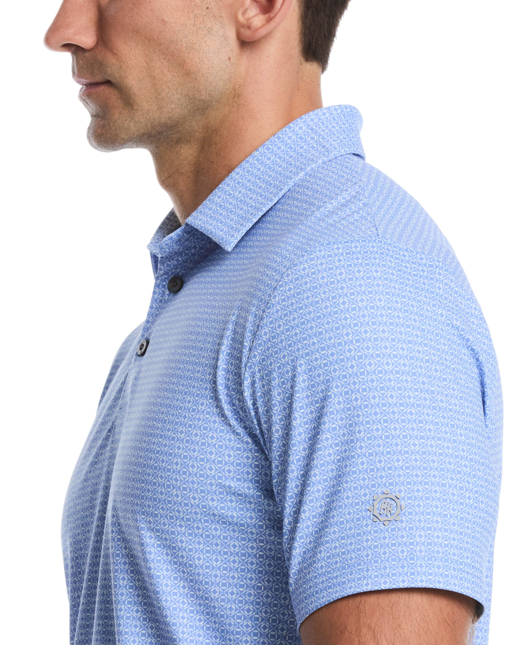 Gradient Geometric Print Golf Polo (Cornflower Blue) 