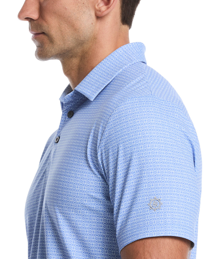 Gradient Geometric Print Golf Polo (Cornflower Blue) 