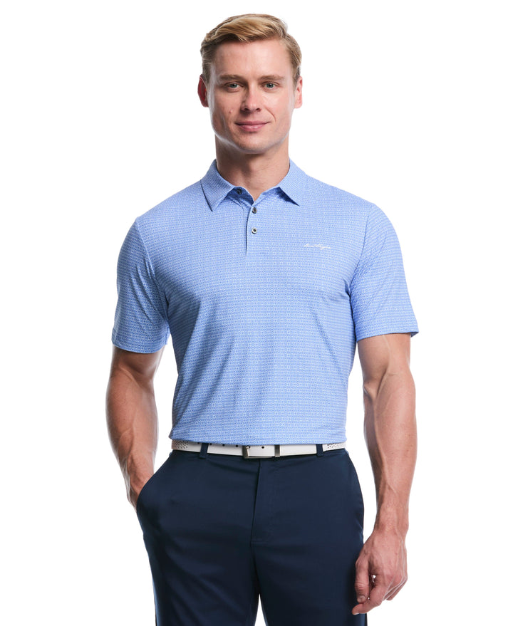 Gradient Geometric Print Golf Polo (Cornflower Blue) 