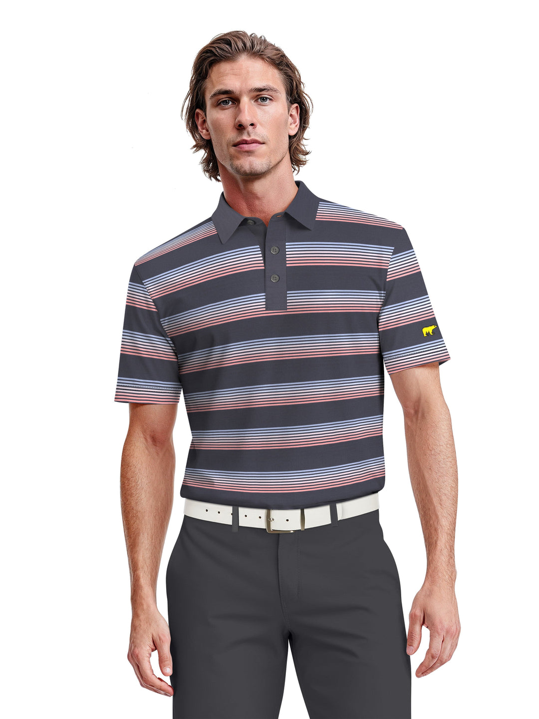 Men's Gradient Stripe Polo Shirt