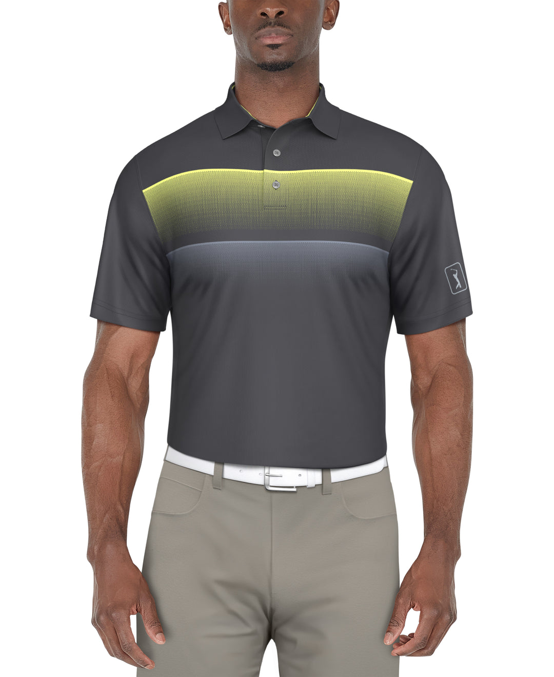 SHORT SLEEVE GRADIENT STRIPE PRINTED POLO (Iron Gate) 