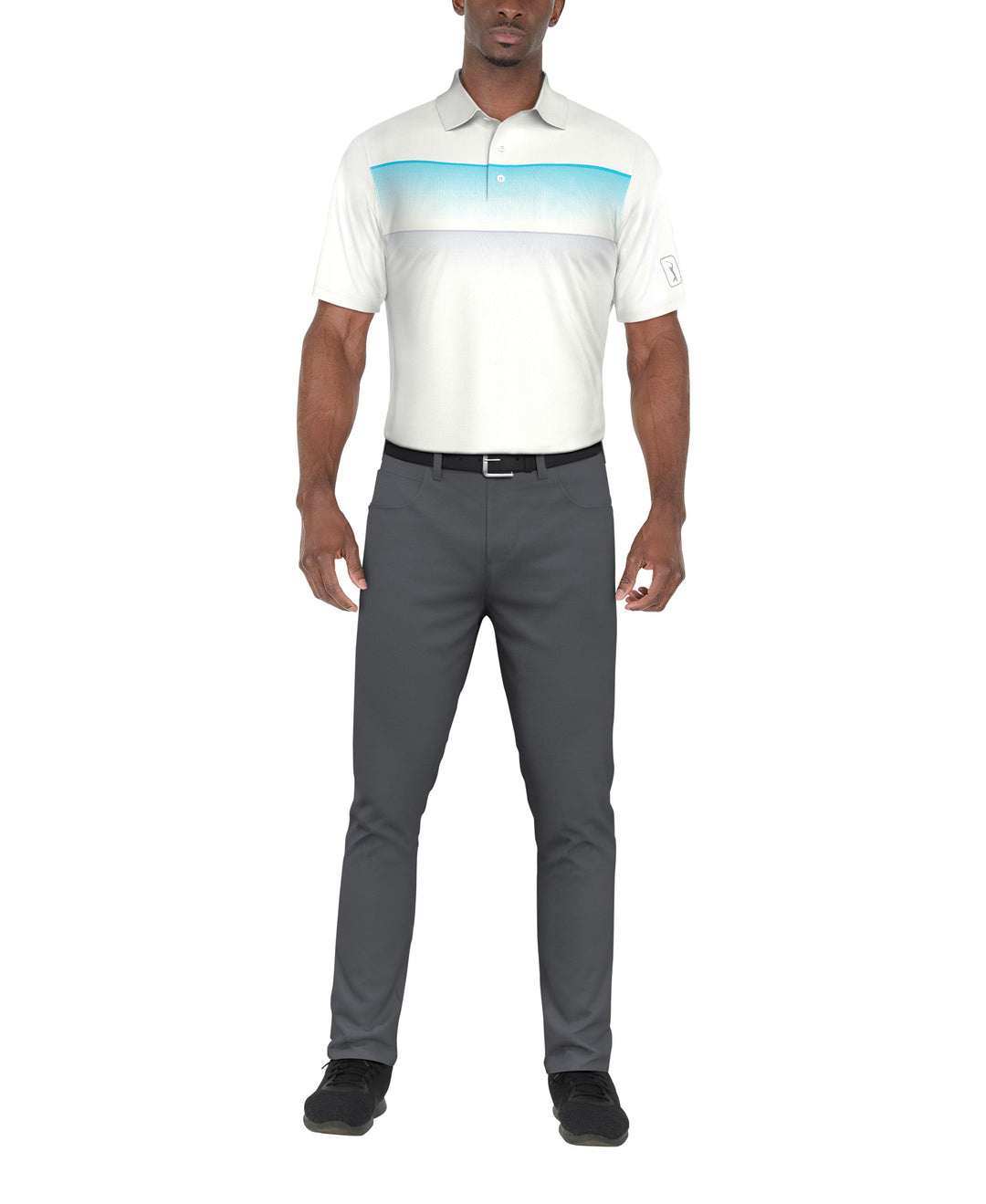 SHORT SLEEVE GRADIENT STRIPE PRINTED POLO (Bright White) 