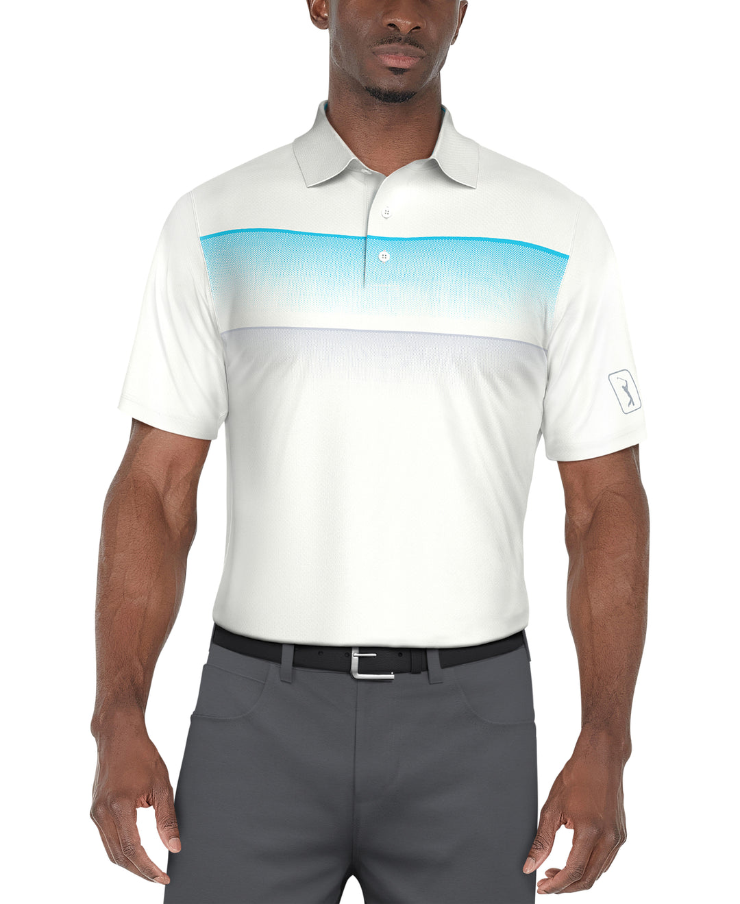 SHORT SLEEVE GRADIENT STRIPE PRINTED POLO (Bright White) 