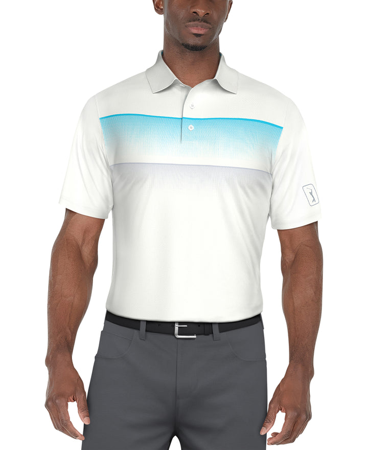 SHORT SLEEVE GRADIENT STRIPE PRINTED POLO (Bright White) 