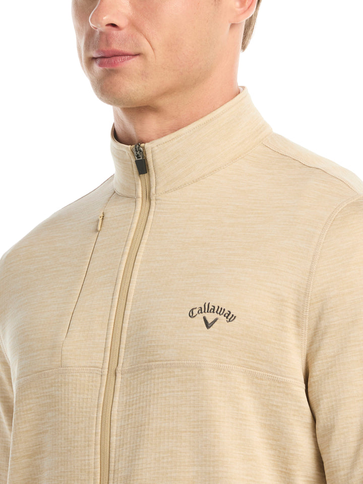 Men's Grid Fleece Back Heather Full Zip Jacket