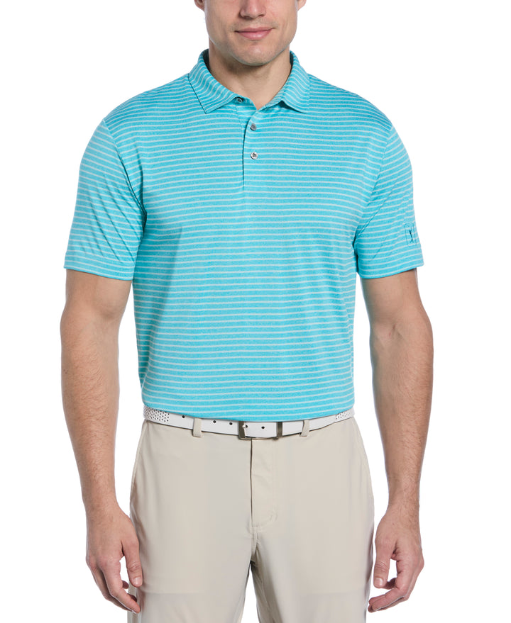 Short Sleeve HEATHER STRIPE FEEDER POLO (Lt Scuba Blu Htr) 