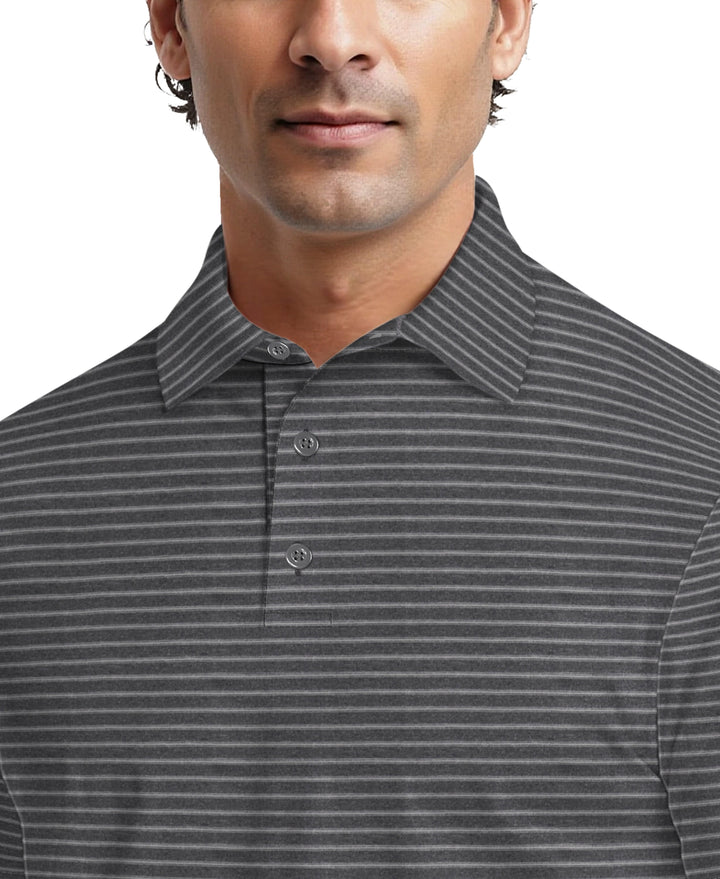 Heather Feeder Stripe Golf Polo (Grey Htr) 