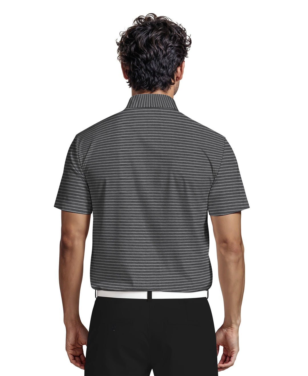 Heather Feeder Stripe Golf Polo (Grey Htr) 