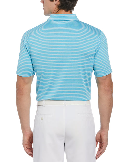 Heather Feeder Stripe Golf Polo (Cyan Heather) 
