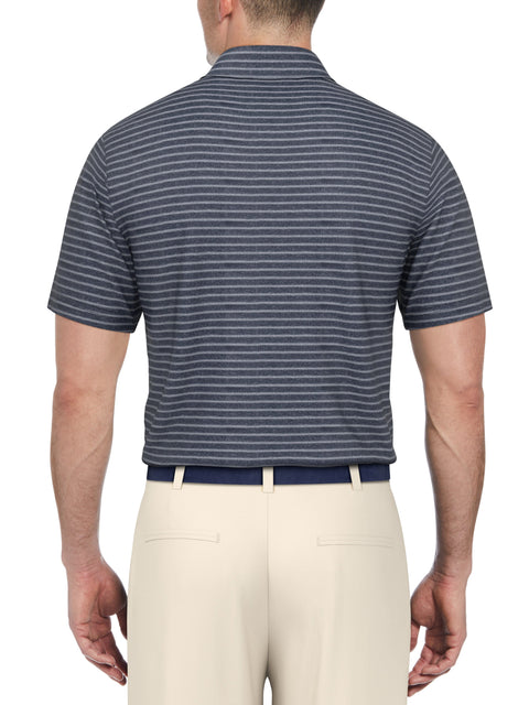 Heather Feeder Stripe Golf Polo (Peacoat Htr) 