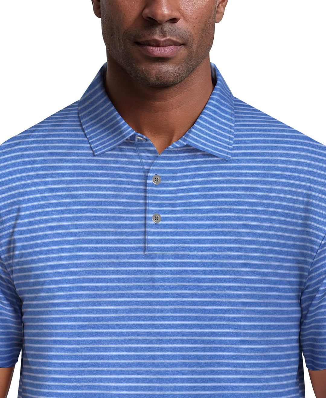 Heather Feeder Stripe Golf Polo (Lt Indigo Bunting Htr) 