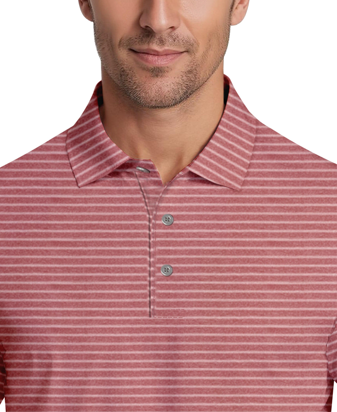 Heather Feeder Stripe Golf Polo (Earth Red Htr) 