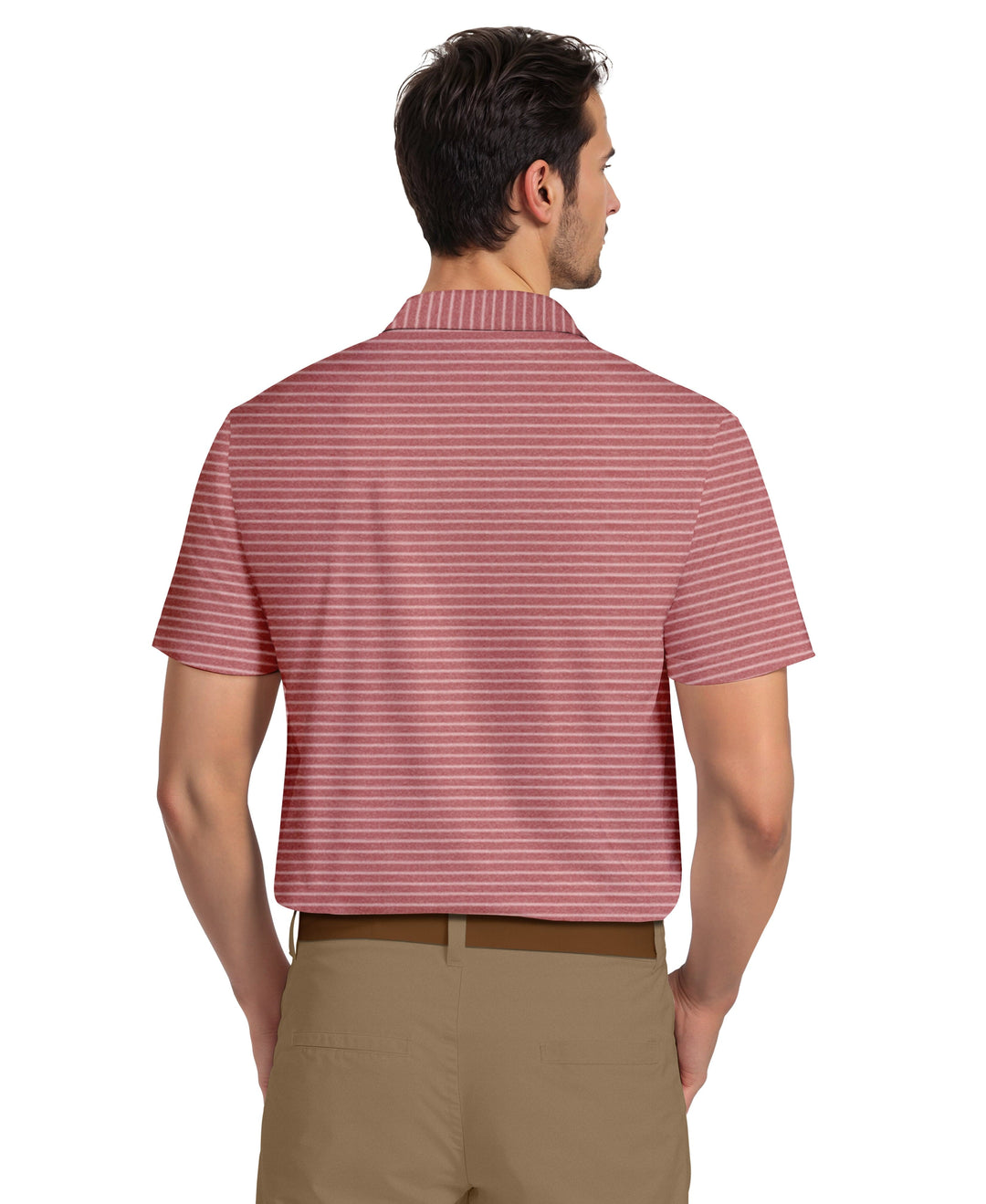 Heather Feeder Stripe Golf Polo (Earth Red Htr) 