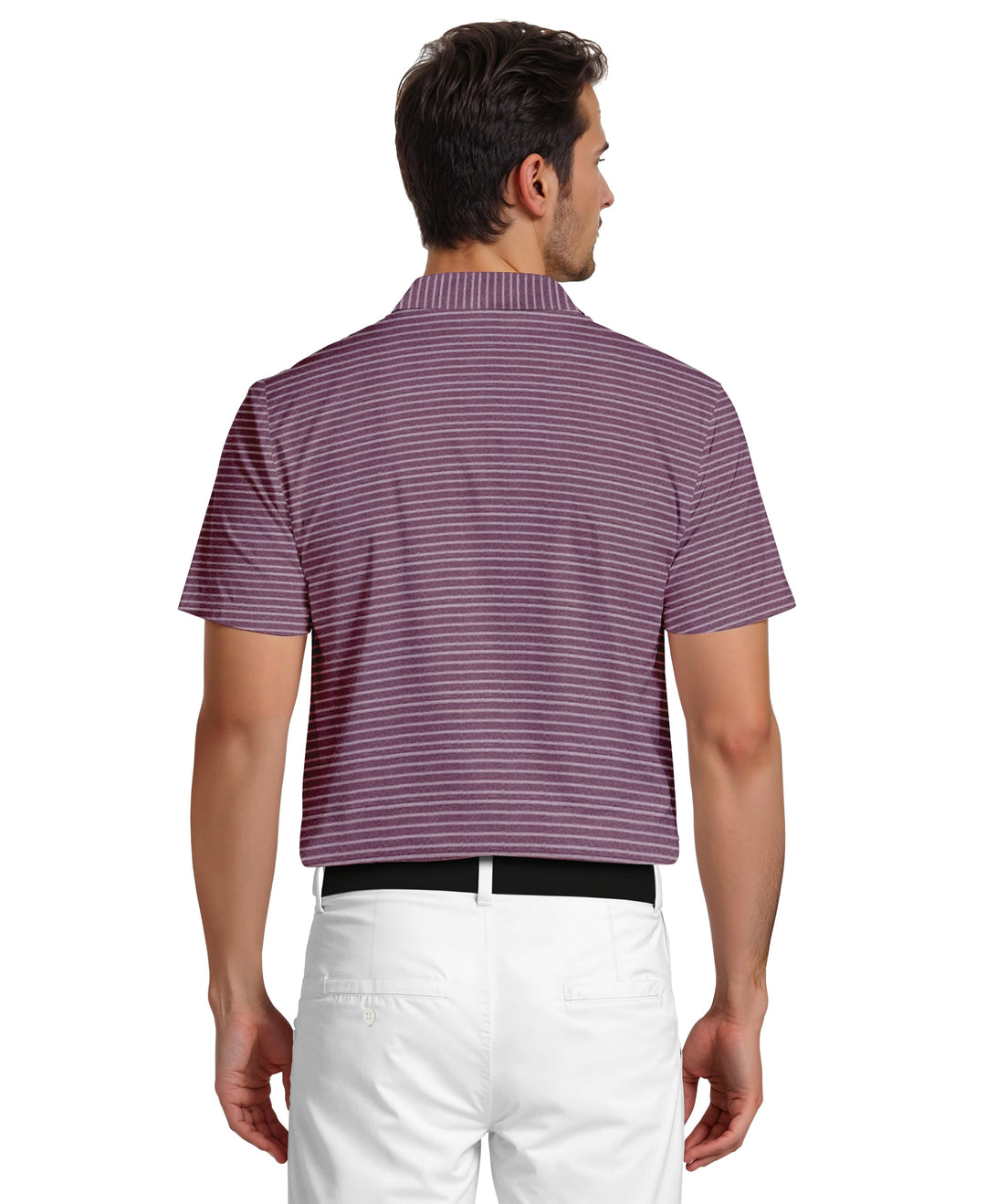 Heather Feeder Stripe Golf Polo (Lt Purple Htr) 