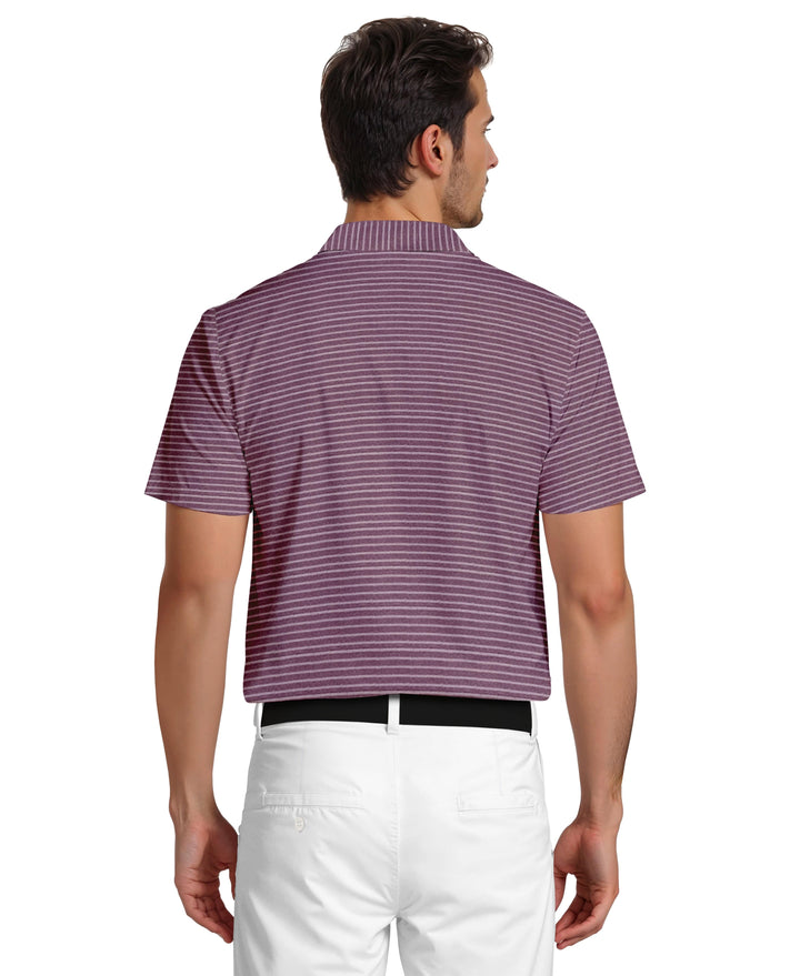 Heather Feeder Stripe Golf Polo (Lt Purple Htr) 