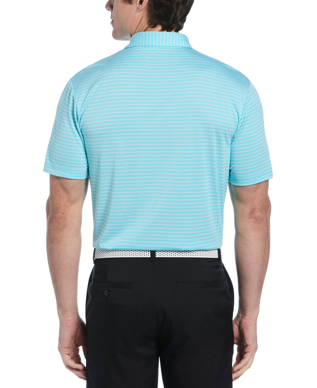 Short Sleeve Heather Stripe Feeder Polo  (Light Teal Htr) 