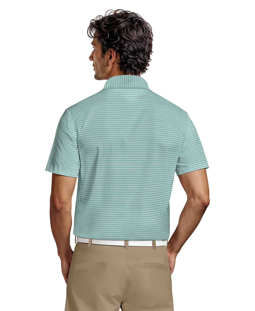 Heather Feeder Stripe Golf Polo (Brittany Bl Htr) 