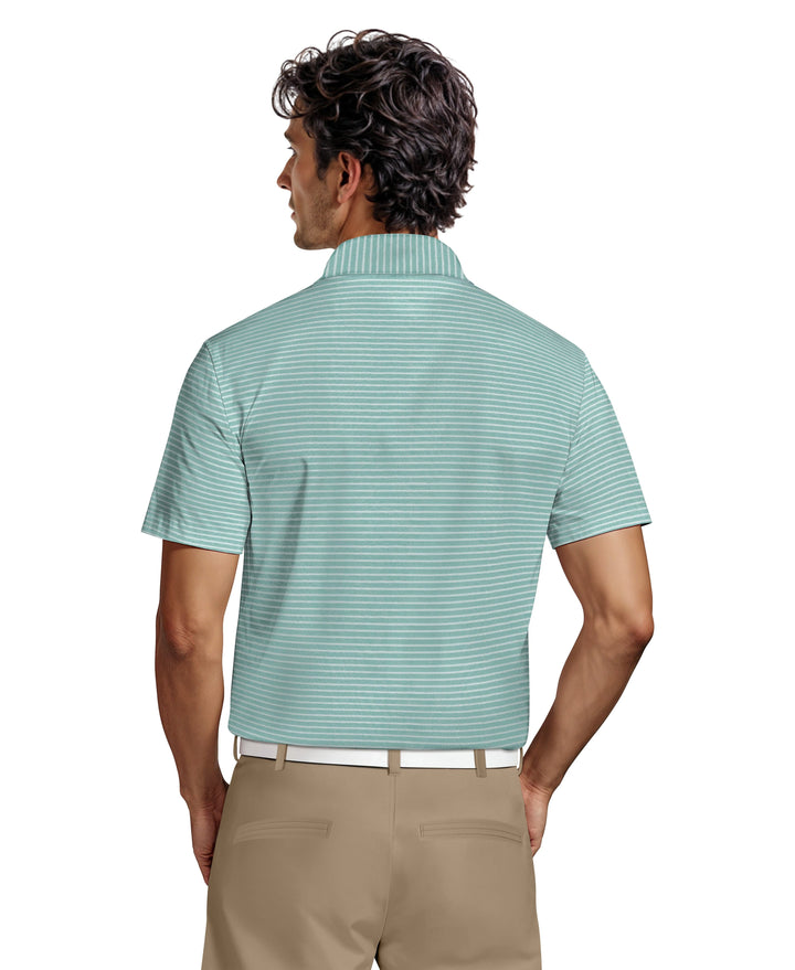 Heather Feeder Stripe Golf Polo (Brittany Bl Htr) 