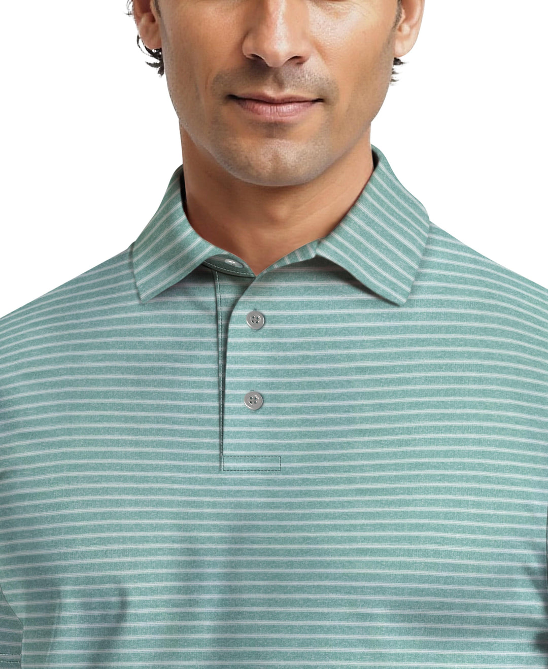 Heather Feeder Stripe Golf Polo (Brittany Bl Htr) 