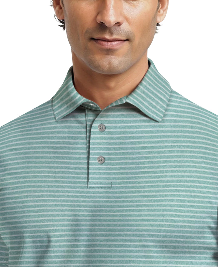 Heather Feeder Stripe Golf Polo (Brittany Bl Htr) 