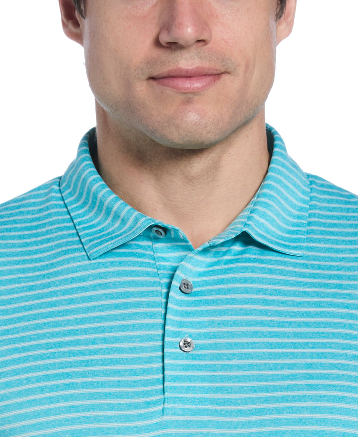 Short Sleeve HEATHER STRIPE FEEDER POLO (Lt Scuba Blu Htr) 