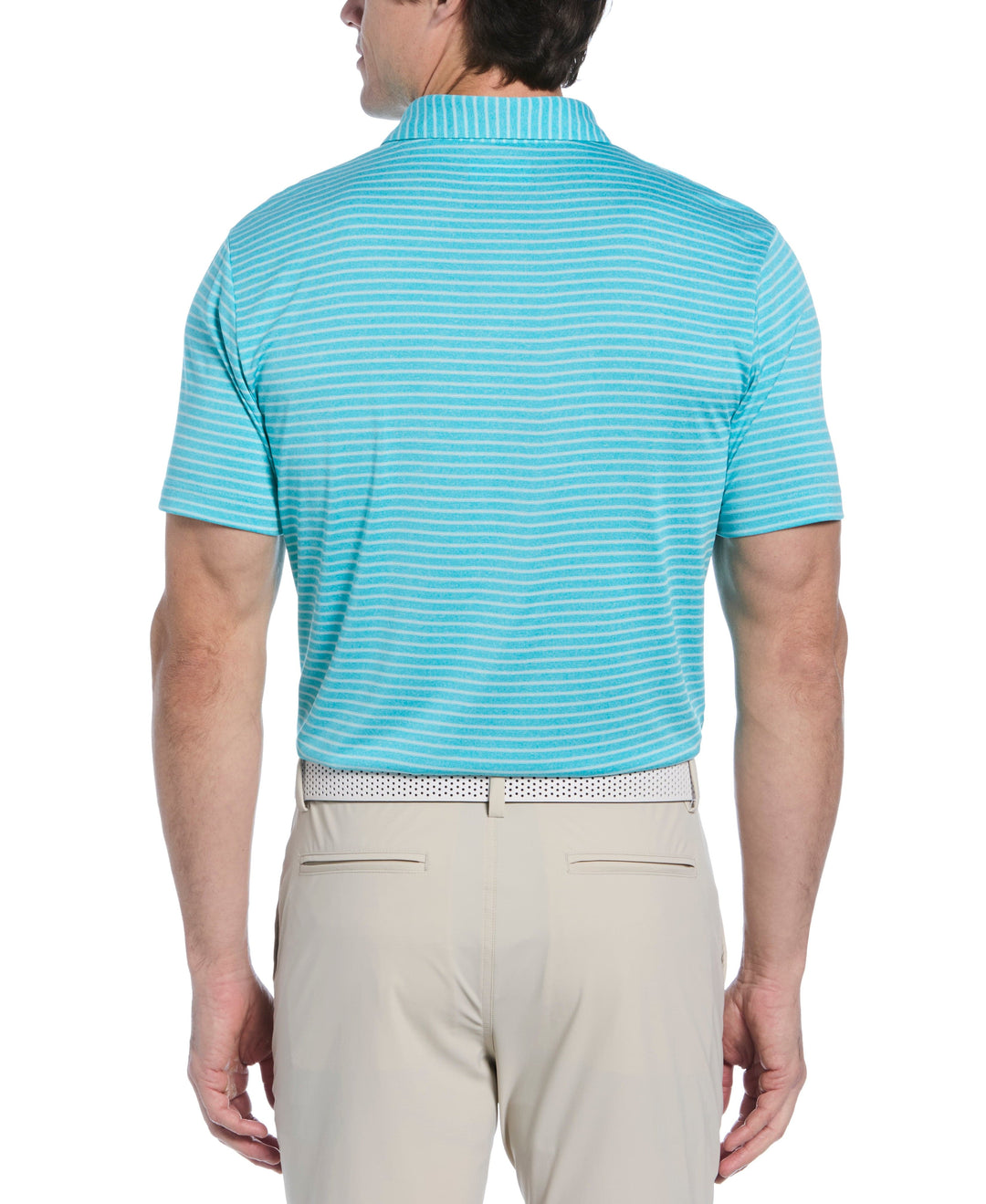 Short Sleeve HEATHER STRIPE FEEDER POLO (Lt Scuba Blu Htr) 