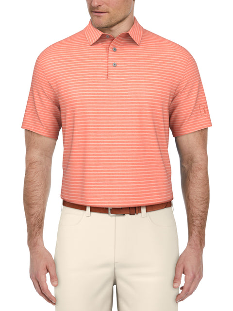 Heather Feeder Stripe Golf Polo (Shell Pink Htr) 
