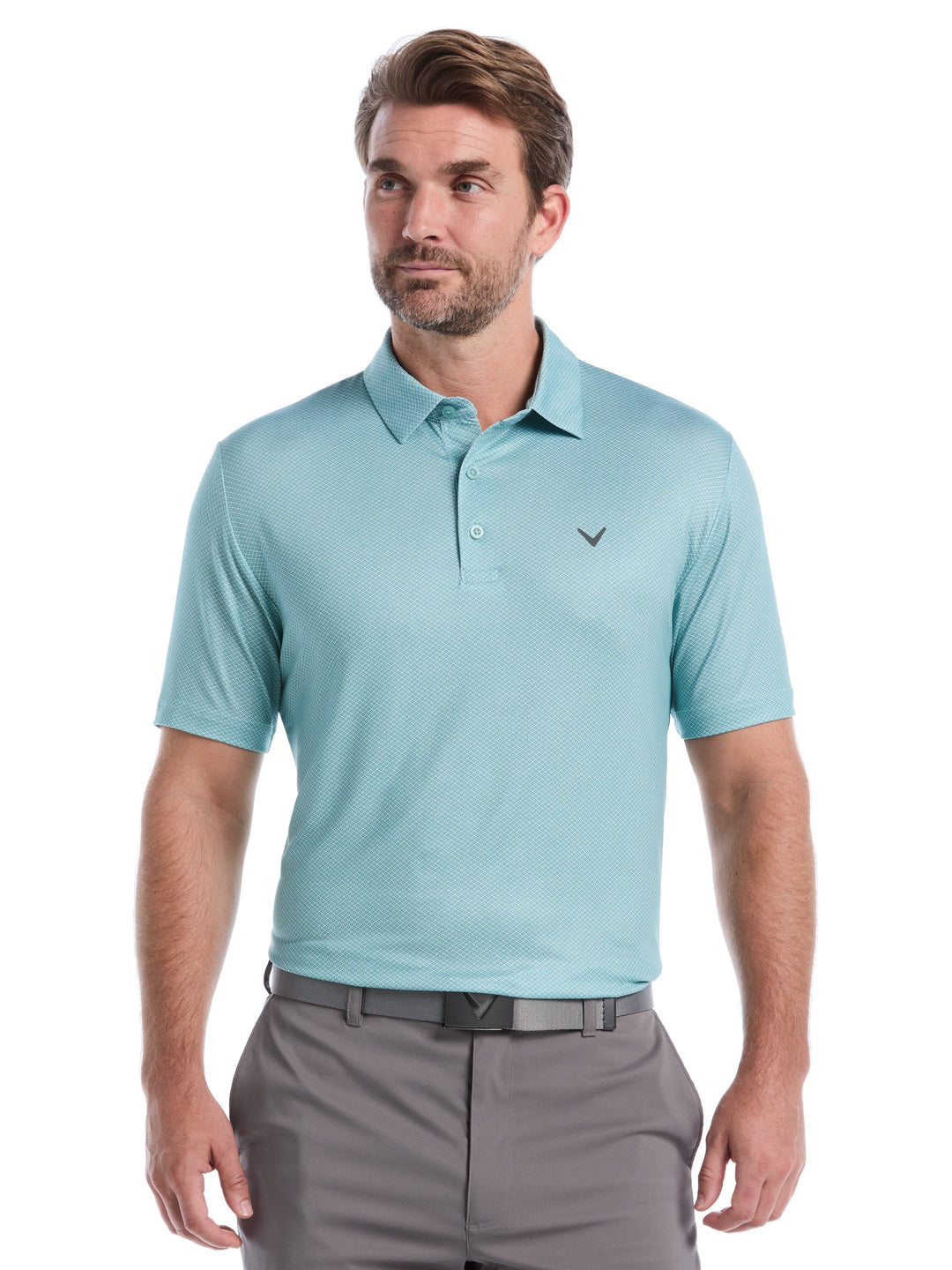 Men's Heather Geo Print Golf Polo