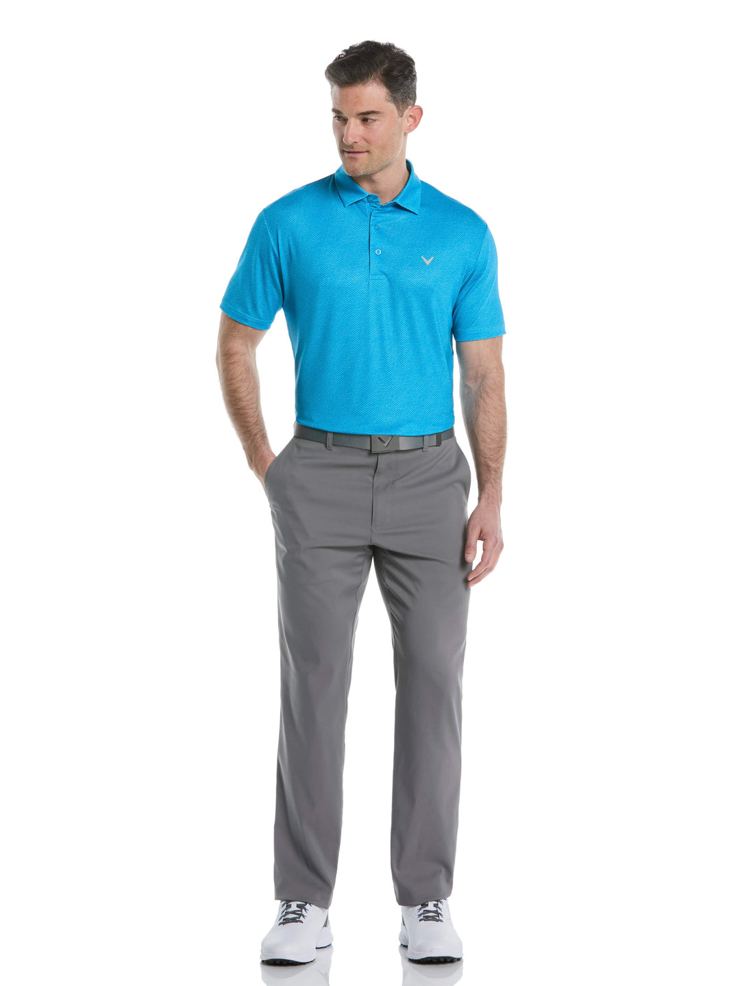 Men's Heather Geo Print Golf Polo
