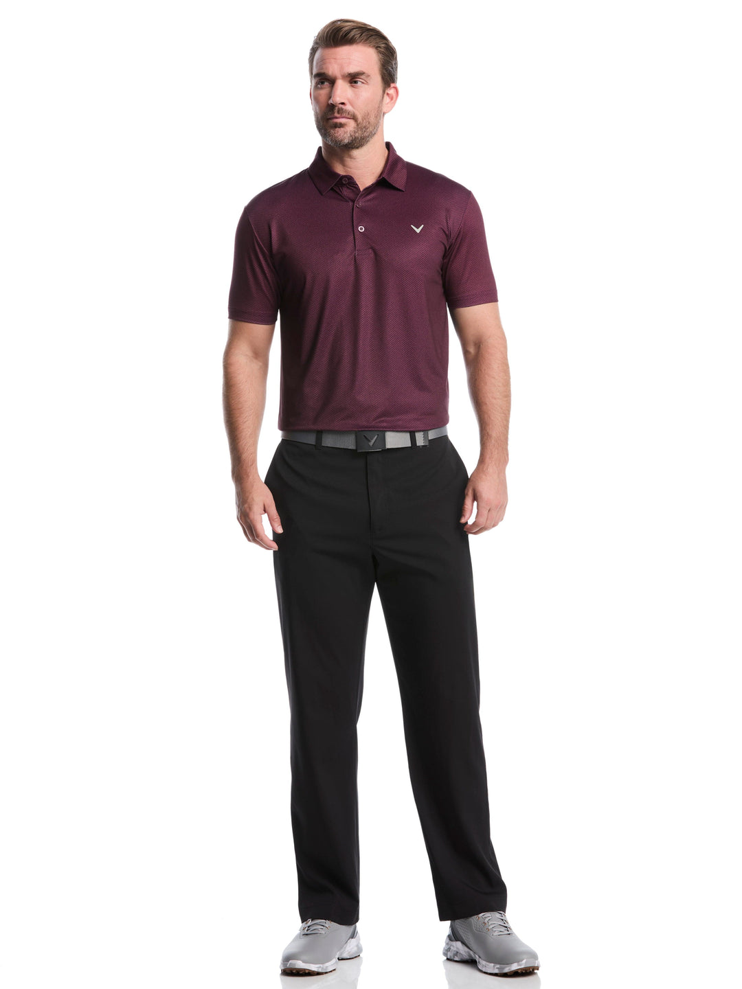Callaway Men's Golf Heather Geo Print Polo Shirt, Size 3XL, Bright White, Polyester/Spandex