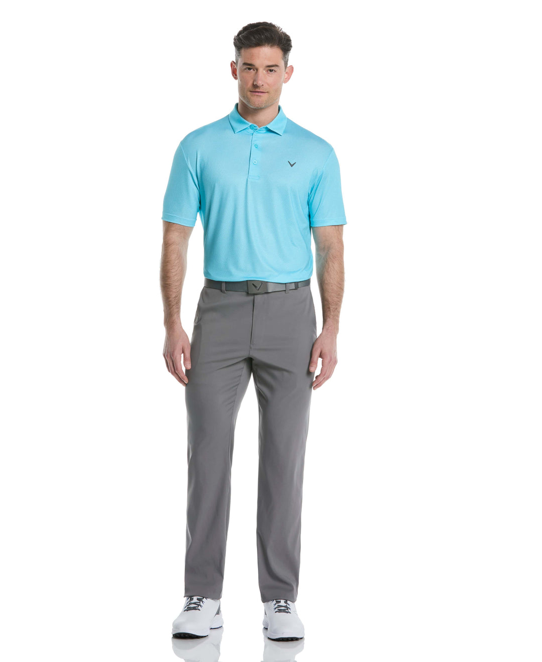 Mens Heather Geo Print Golf Polo (Blue Radiance) 
