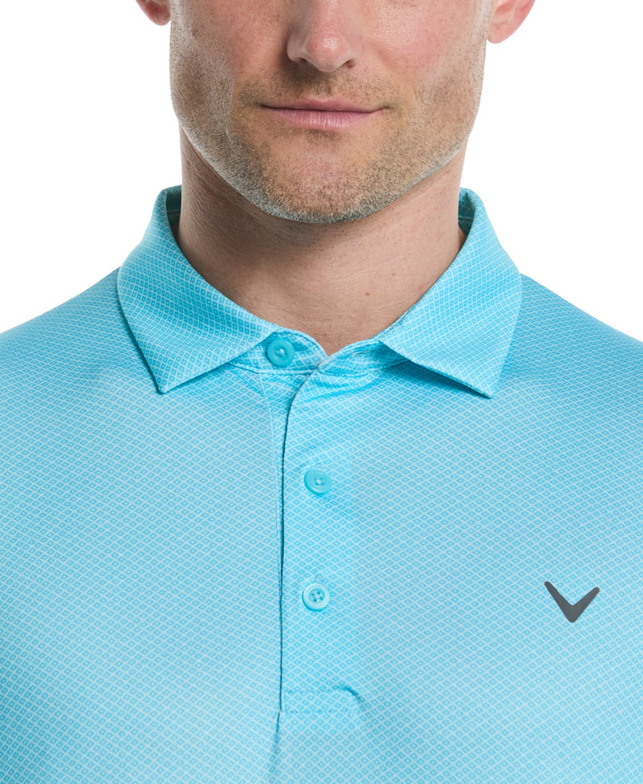 Mens Heather Geo Print Golf Polo (Blue Radiance) 